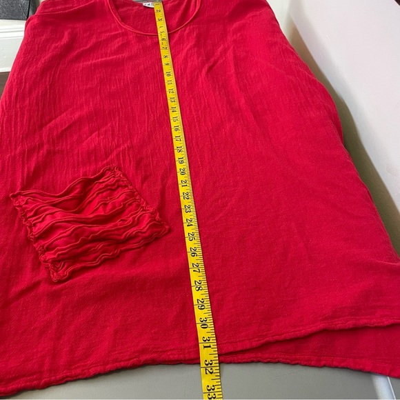 Oh My Gauze XXL Red Pockets Lightweight Boho Lagenlook Asymmetrical Tunic Artsy - Picture 7 of 12